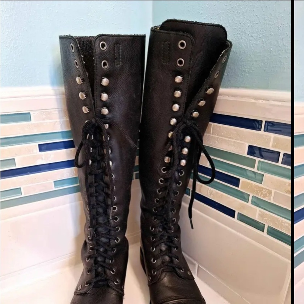 under the knee caterpillar boots from the 90s.